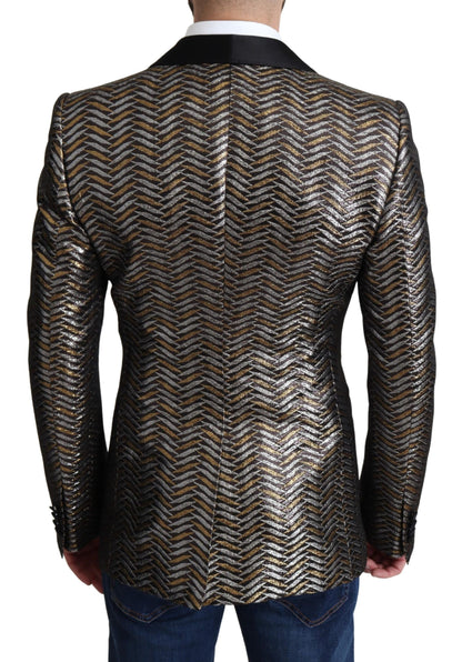 Dolce & Gabbana Elegant Metallic Jacquard Slim Blazer Jacket Dolce & Gabbana