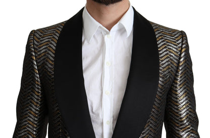 Dolce & Gabbana Elegant Metallic Jacquard Slim Blazer Jacket Dolce & Gabbana