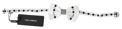 Dolce & Gabbana Elegant White Dotted Silk Bow Tie Dolce & Gabbana