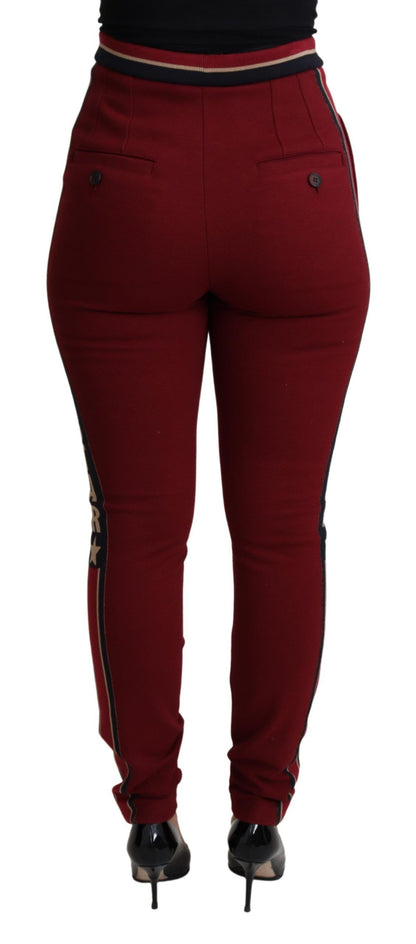 Dolce & Gabbana High-Waist Embroidered Red Skinny Trousers Dolce & Gabbana