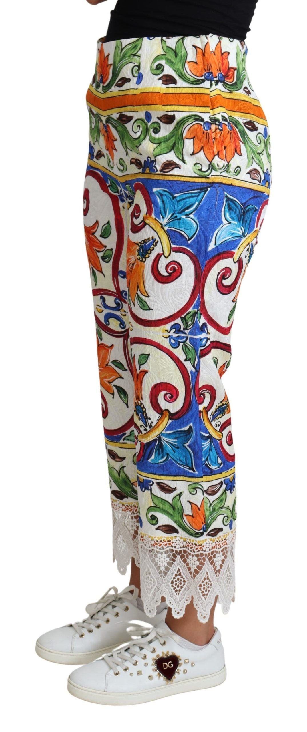 Dolce & Gabbana Majolica High Waist Cropped Trousers Dolce & Gabbana