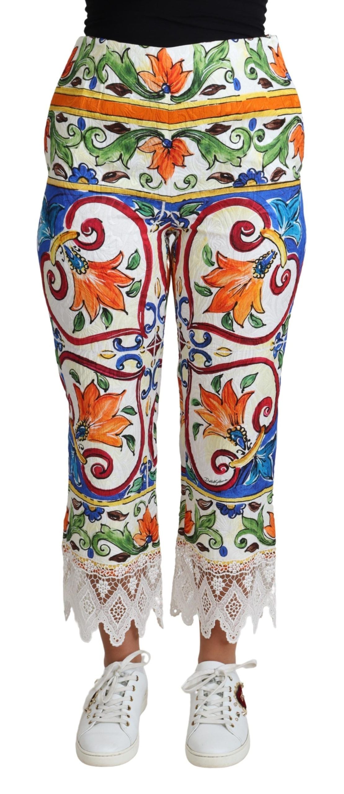 Dolce & Gabbana Majolica High Waist Cropped Trousers Dolce & Gabbana