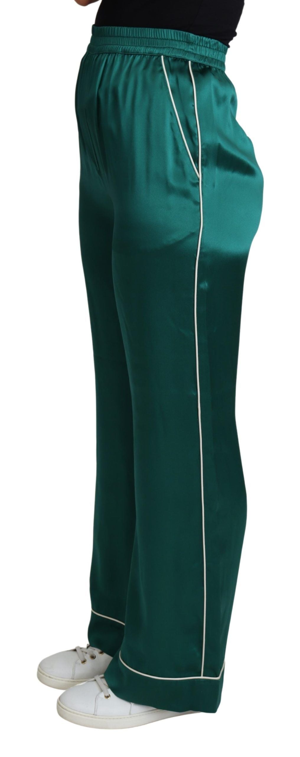 Dolce & Gabbana Exquisite Silk Pajama Trousers in Lush Green Dolce & Gabbana