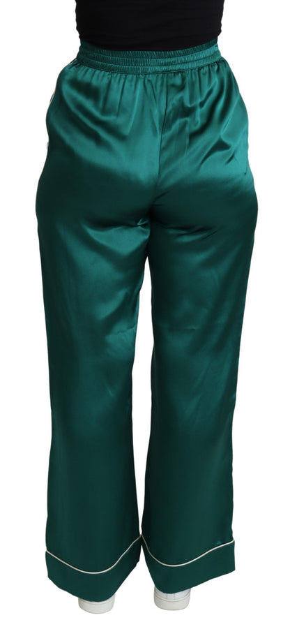 Dolce & Gabbana Exquisite Silk Pajama Trousers in Lush Green Dolce & Gabbana