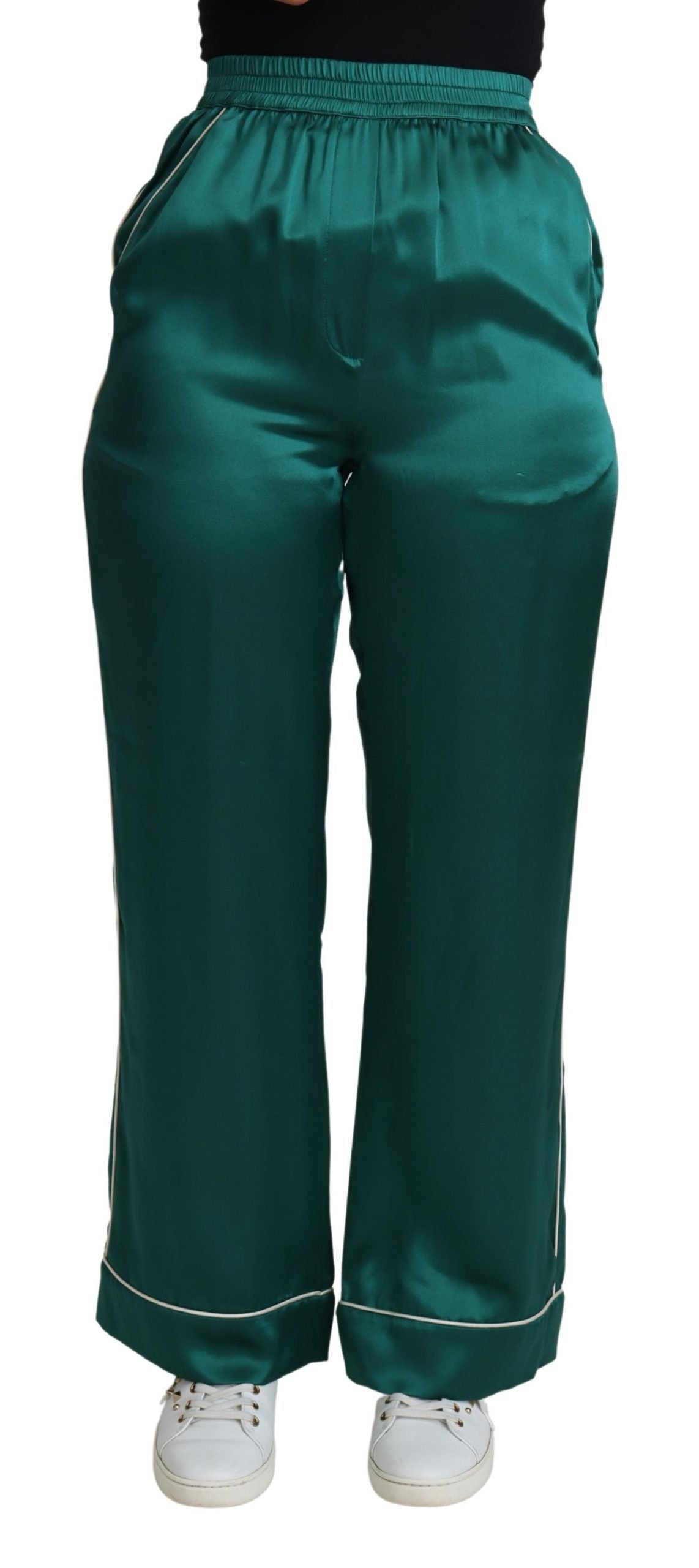 Dolce & Gabbana Exquisite Silk Pajama Trousers in Lush Green Dolce & Gabbana