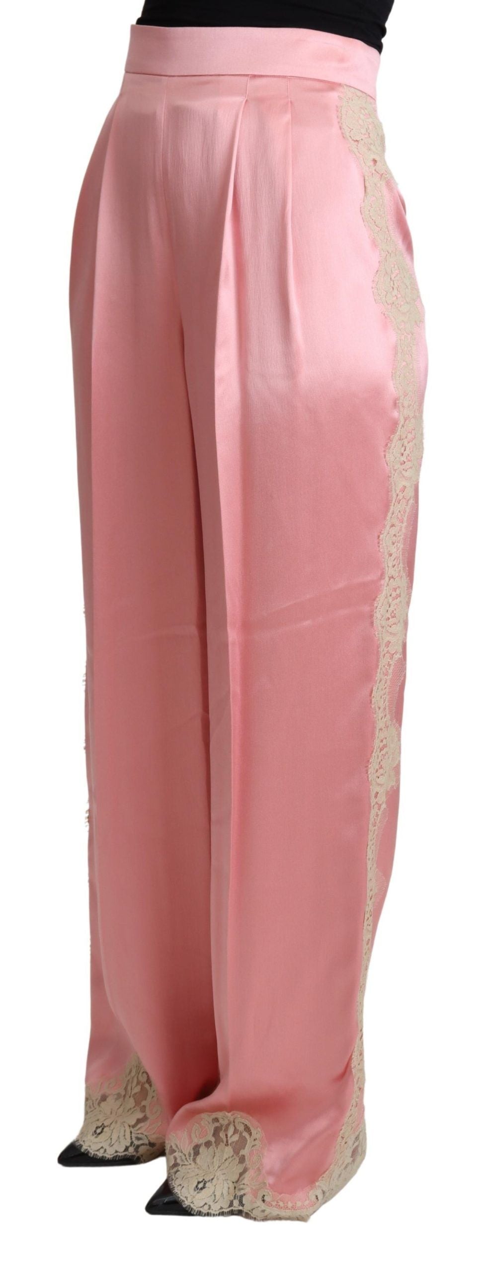 Dolce & Gabbana Silk Blend Satin Wide-Leg Pants in Pink Dolce & Gabbana