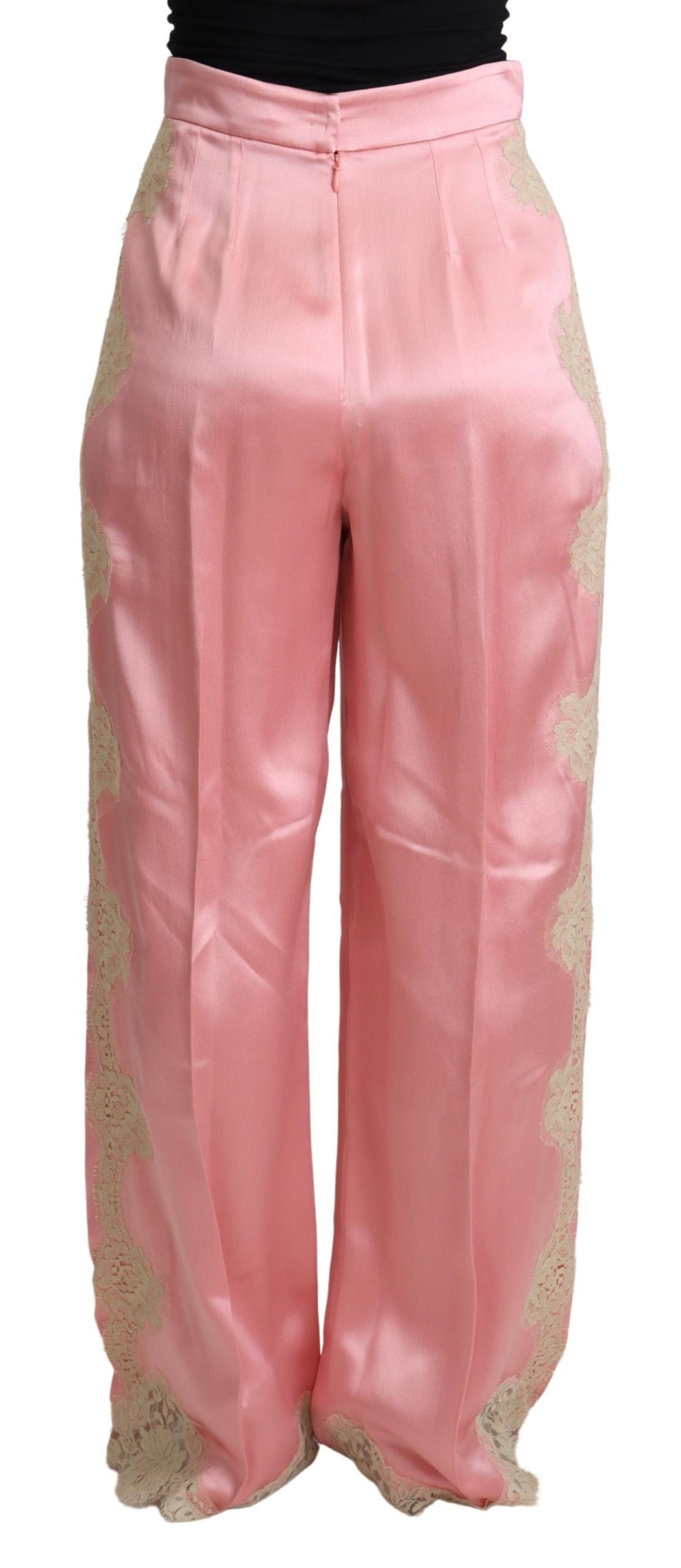 Dolce & Gabbana Silk Blend Satin Wide-Leg Pants in Pink Dolce & Gabbana