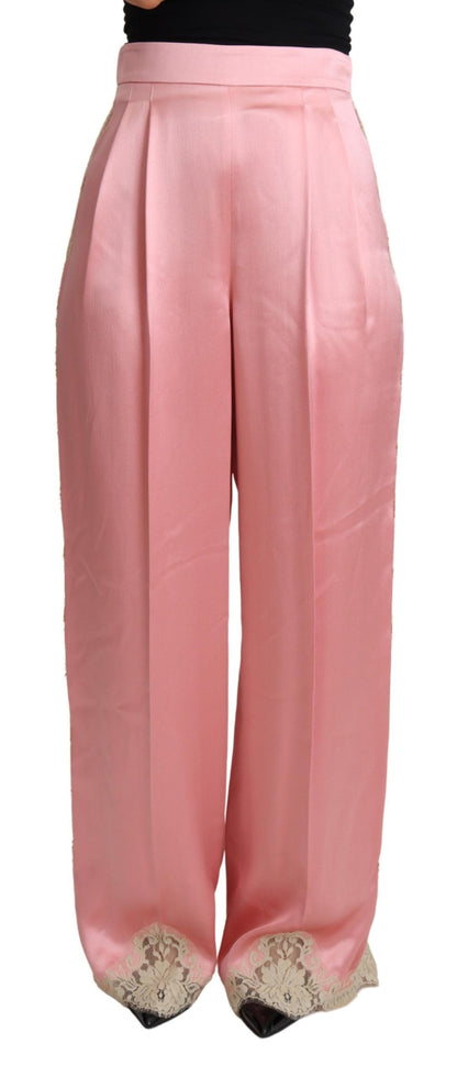 Dolce & Gabbana Silk Blend Satin Wide-Leg Pants in Pink Dolce & Gabbana