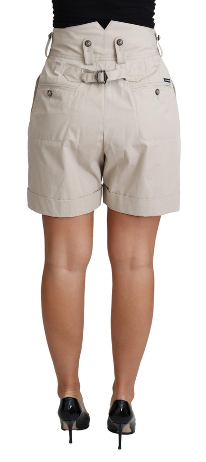 Dolce & Gabbana Chic Beige High Waist Pleated Shorts Dolce & Gabbana