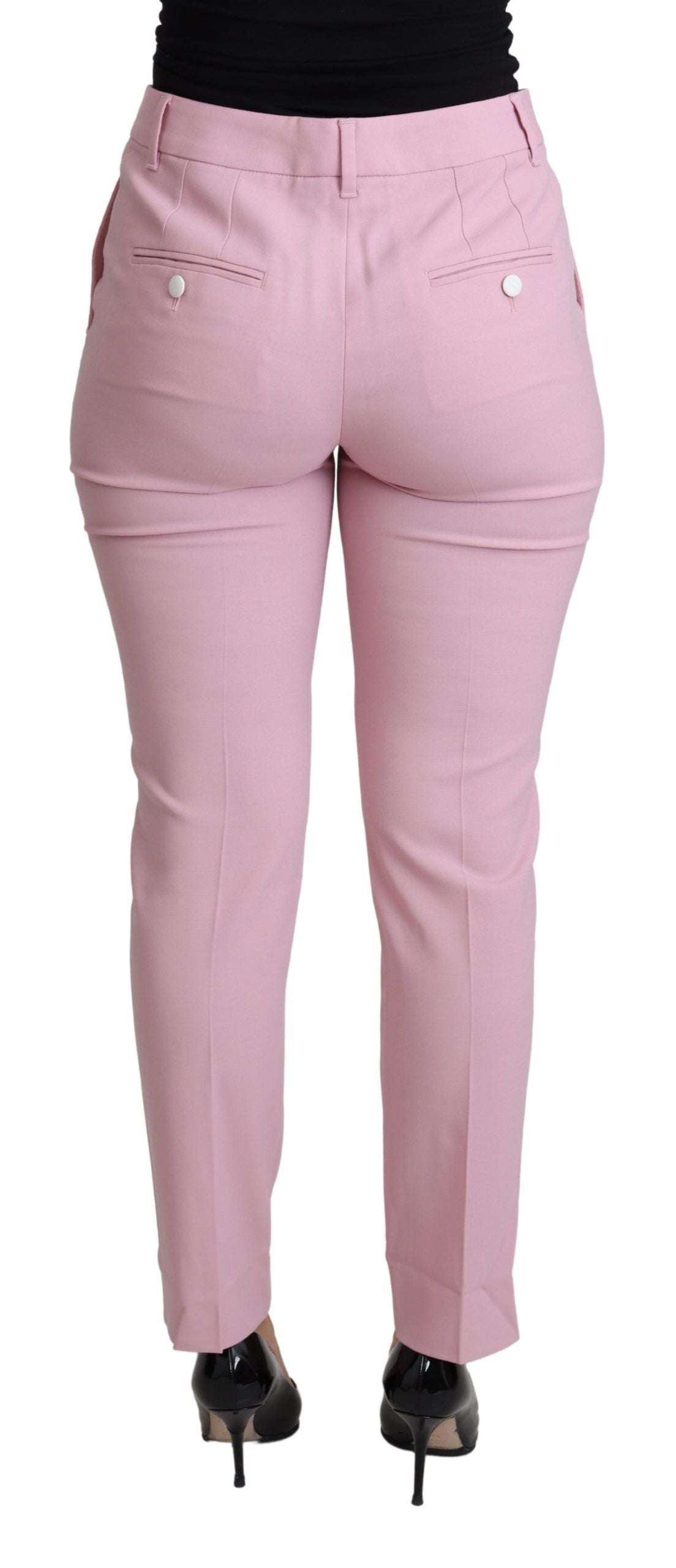 Dolce & Gabbana Elegant Pink High-Waisted Wool Trousers Dolce & Gabbana