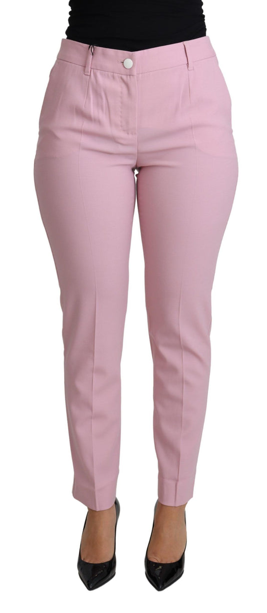 Dolce & Gabbana Elegant Pink High-Waisted Wool Trousers Dolce & Gabbana