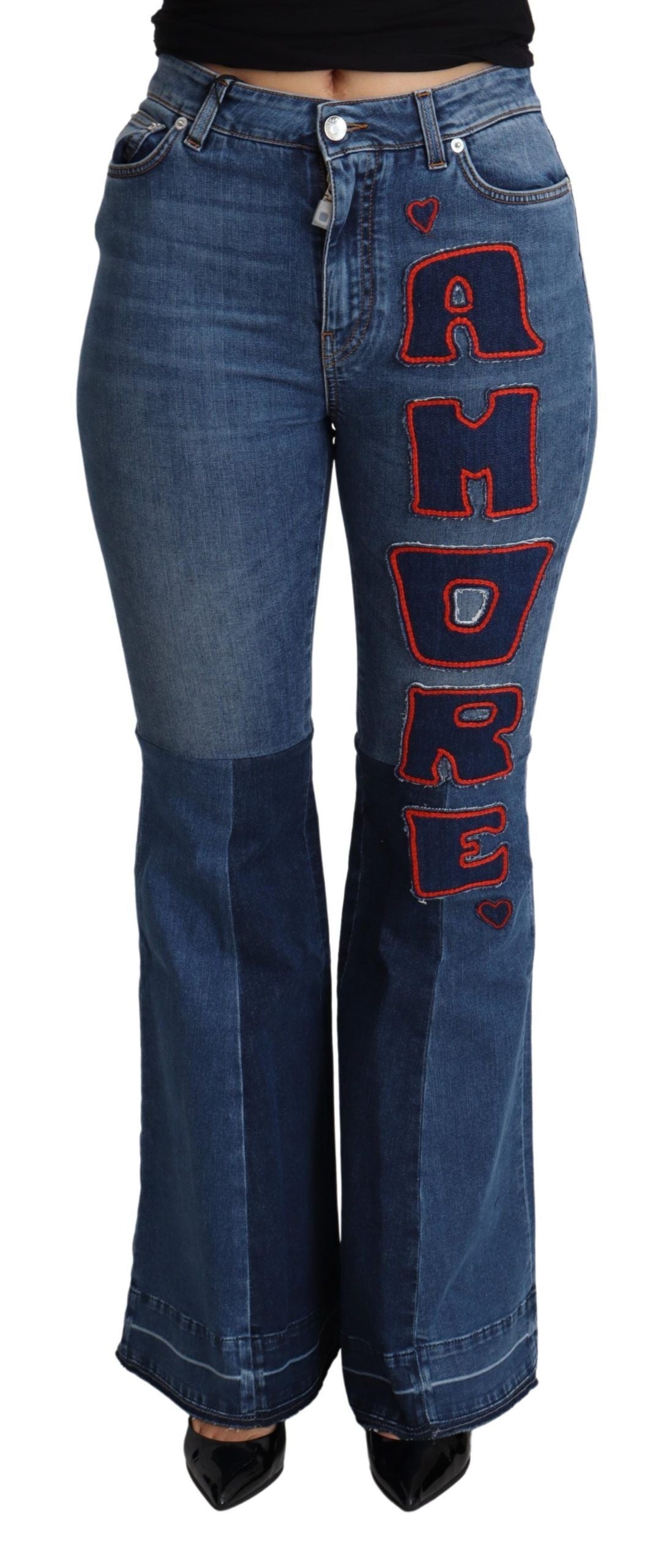 Dolce & Gabbana Elegant Boot Cut Denim Jeans with Amore Patch Dolce & Gabbana