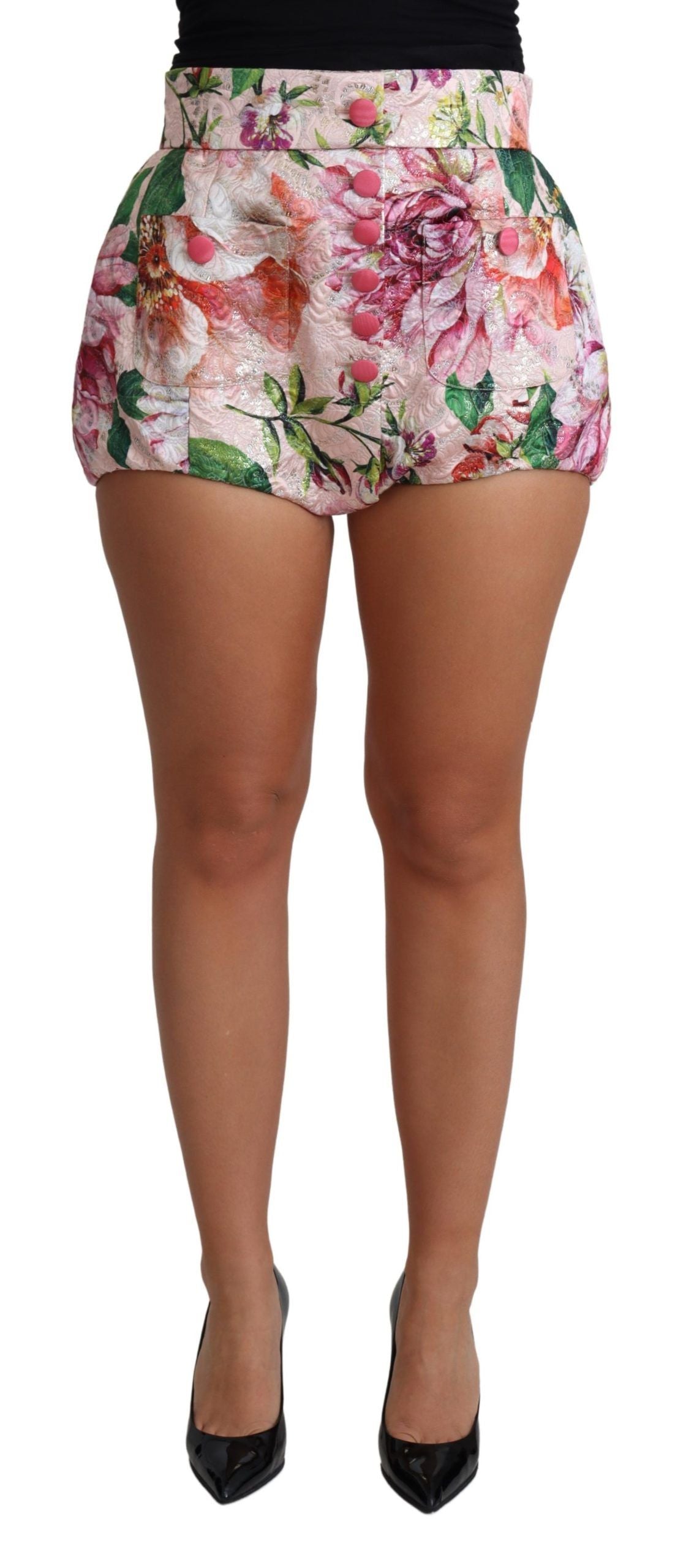 Dolce & Gabbana Chic Pink Floral High-Waist Hot Pants Dolce & Gabbana