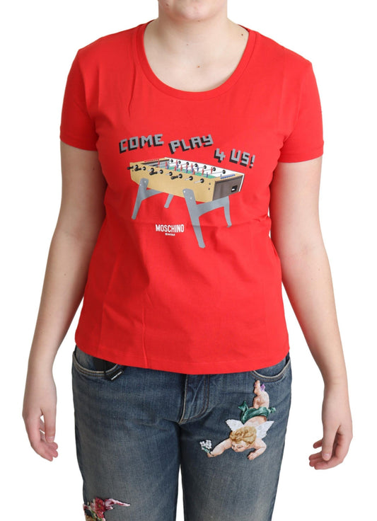 Moschino Chic Red Cotton Tee with Playful Print Moschino