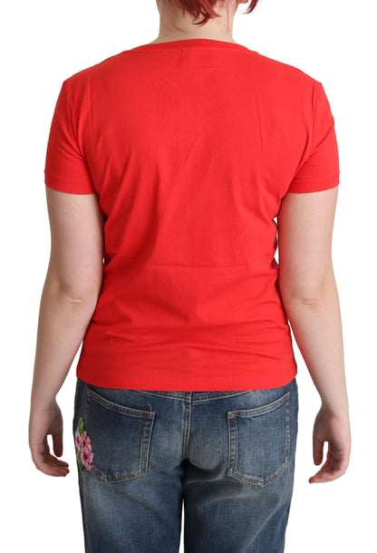 Moschino Chic Red Cotton Tee with Playful Print Moschino