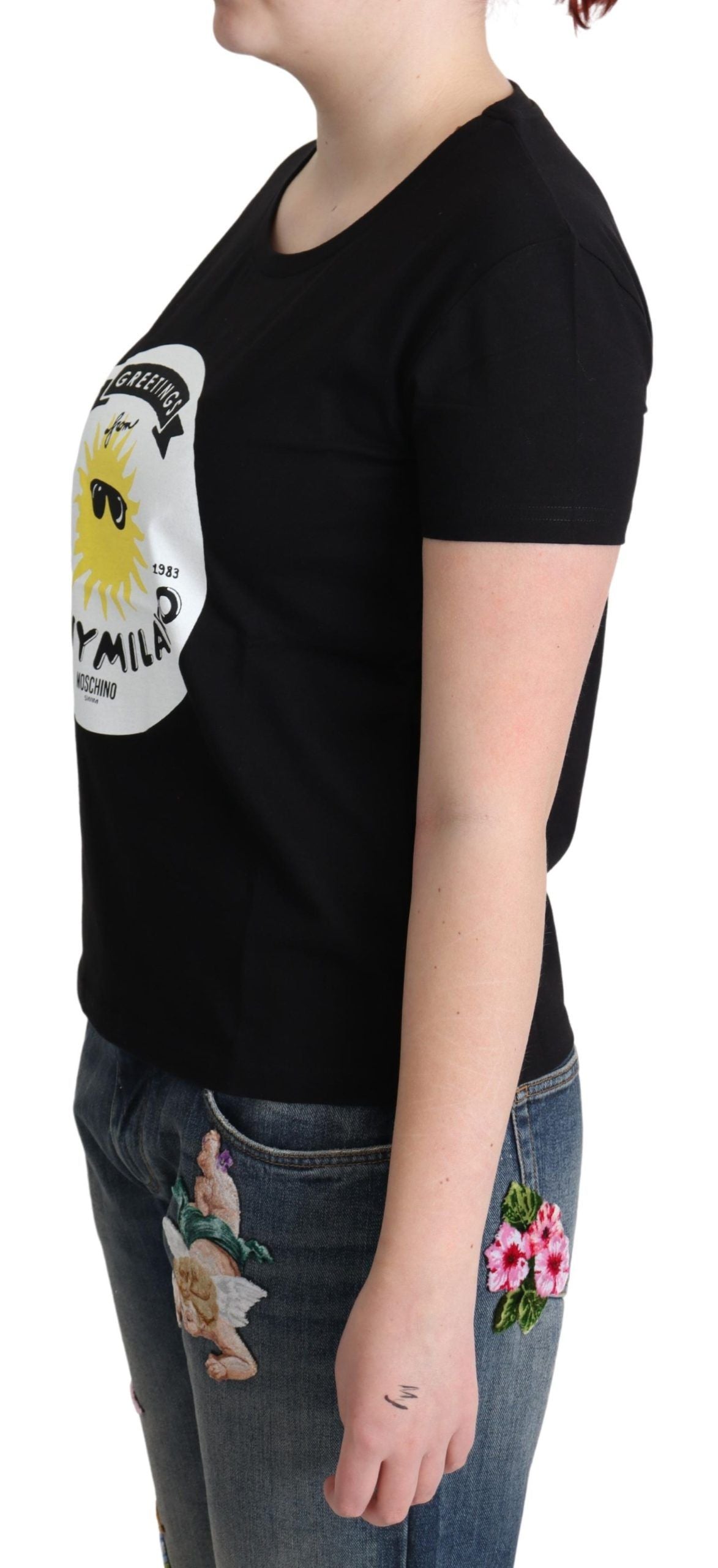 Chic Moschino Cotton Tee with Milano Print Moschino