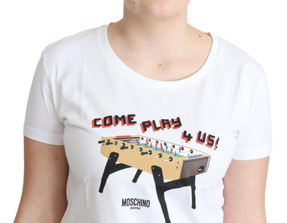 Moschino Chic Cotton Round Neck Tee with Playful Print Moschino