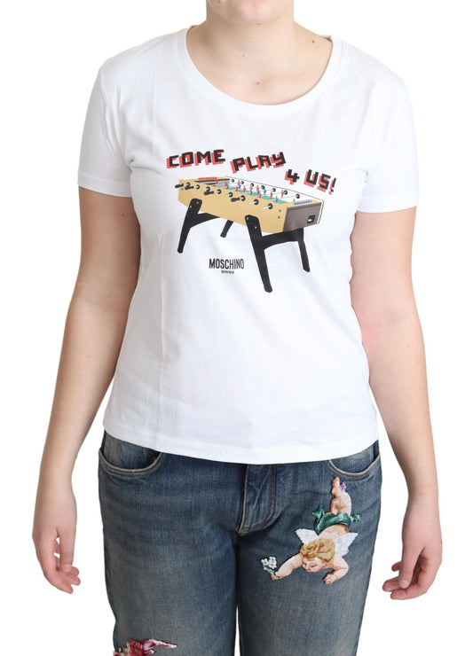 Moschino Chic Cotton Round Neck Tee with Playful Print Moschino