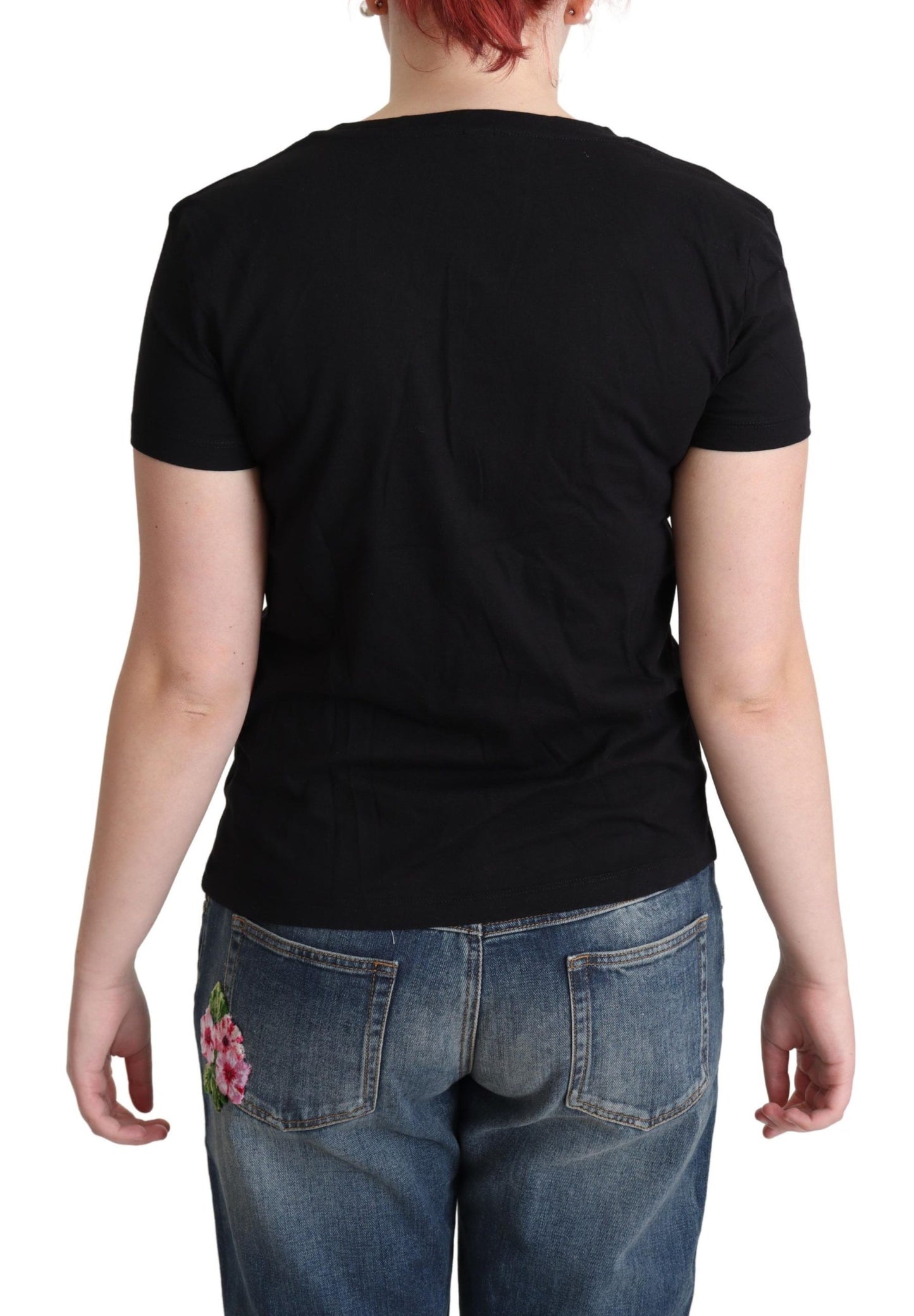 Moschino Chic Black Cotton Round Neck Tee Moschino