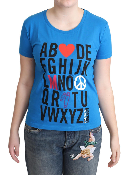 Moschino Chic Alphabet Cotton Tee in Blue Moschino