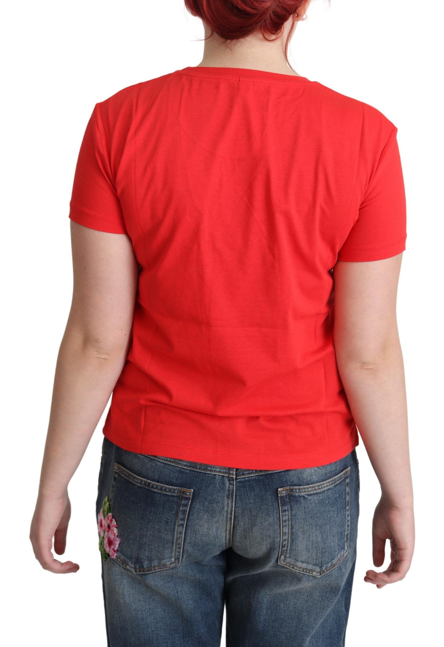 Moschino Chic Red Graphic Cotton Tee Moschino