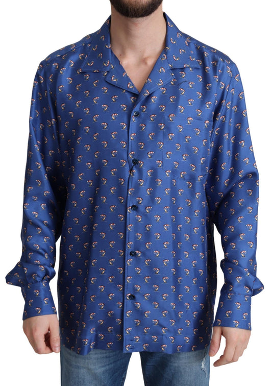 Dolce & Gabbana Silk Beach Chair Print Casual Shirt Dolce & Gabbana