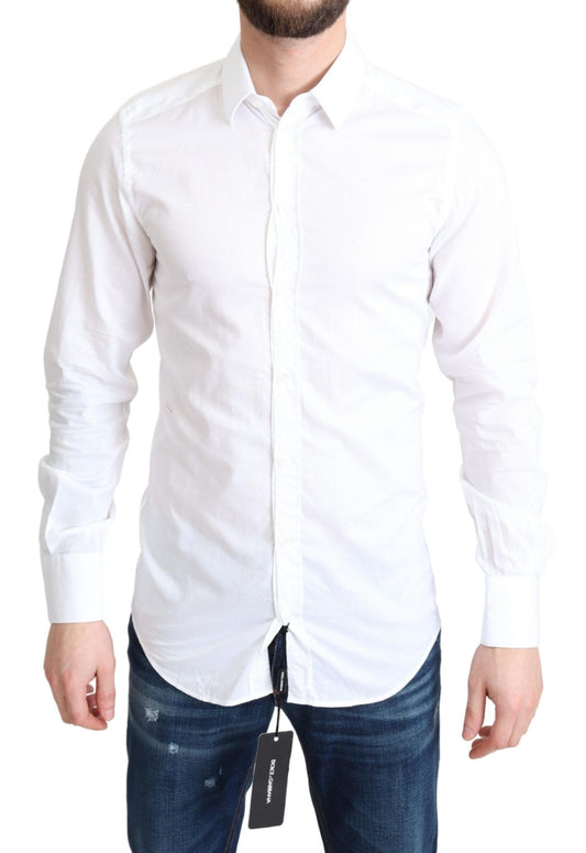 Dolce & Gabbana Elegant White Cotton Dress Shirt Slim Fit Dolce & Gabbana