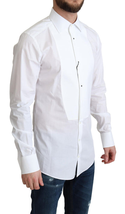 Dolce & Gabbana Elegant White Cotton Bib Dress Shirt Dolce & Gabbana