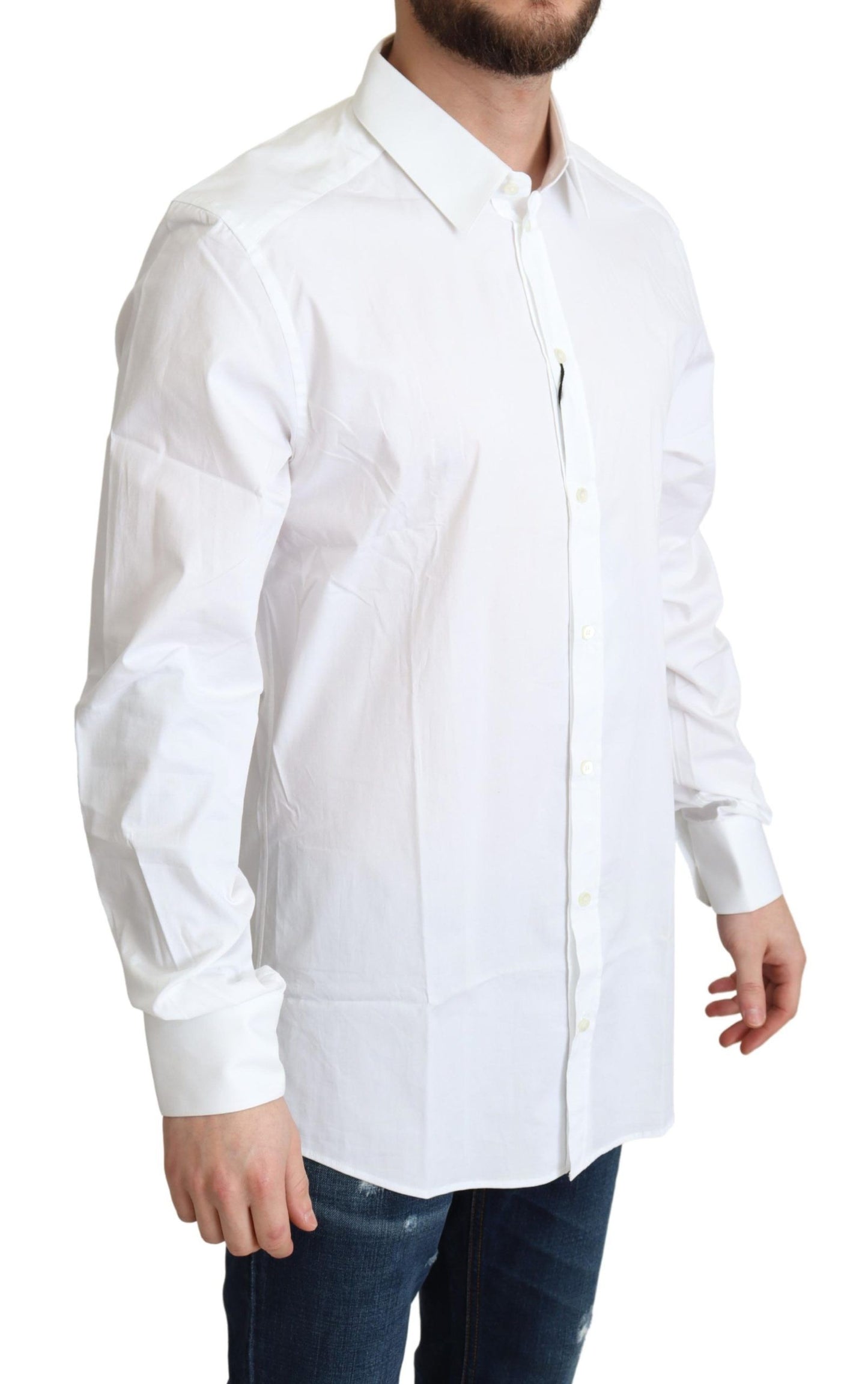 Dolce & Gabbana Elegant White Cotton Stretch Dress Shirt Dolce & Gabbana