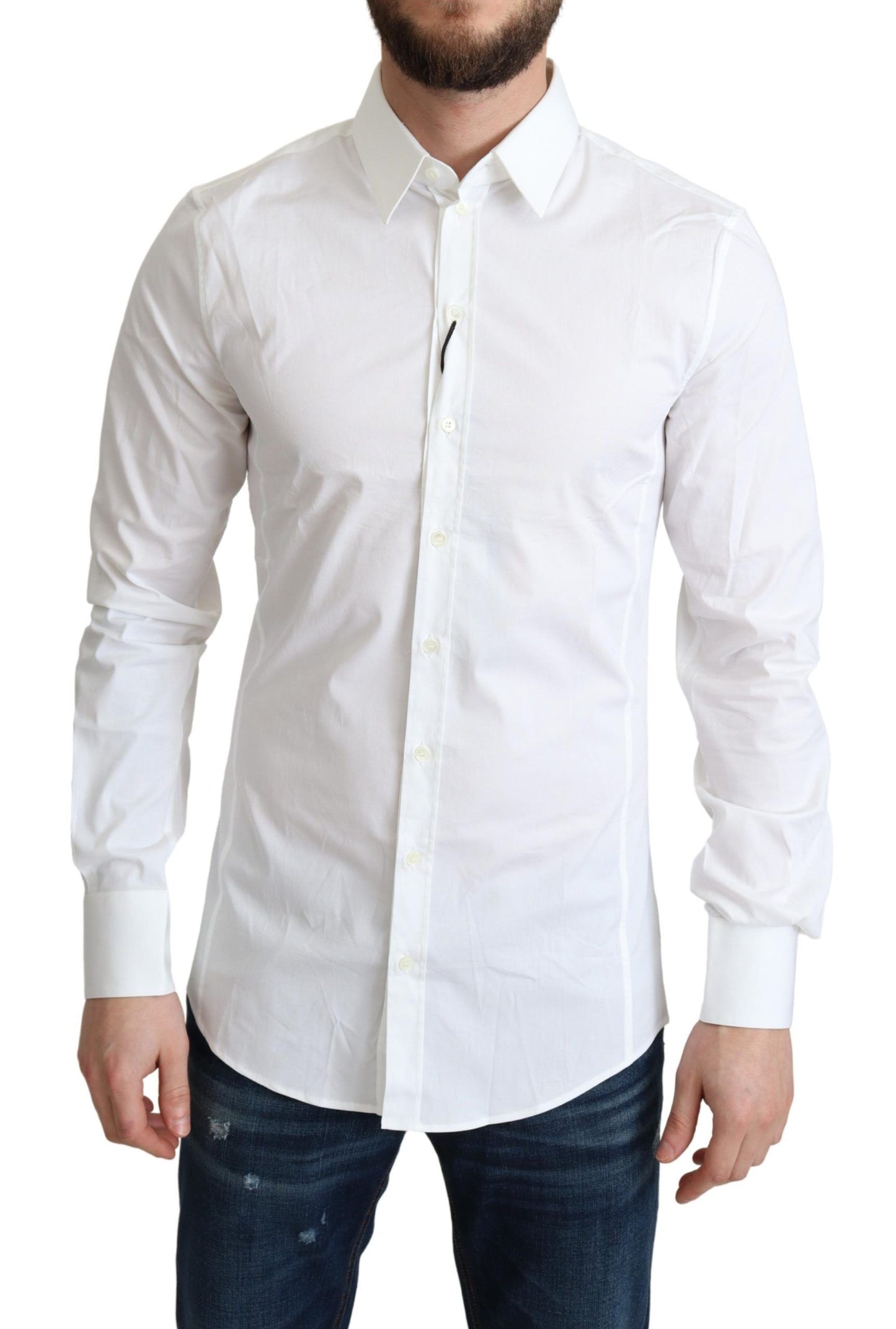 Dolce & Gabbana Elegant White Cotton Stretch Dress Shirt Dolce & Gabbana