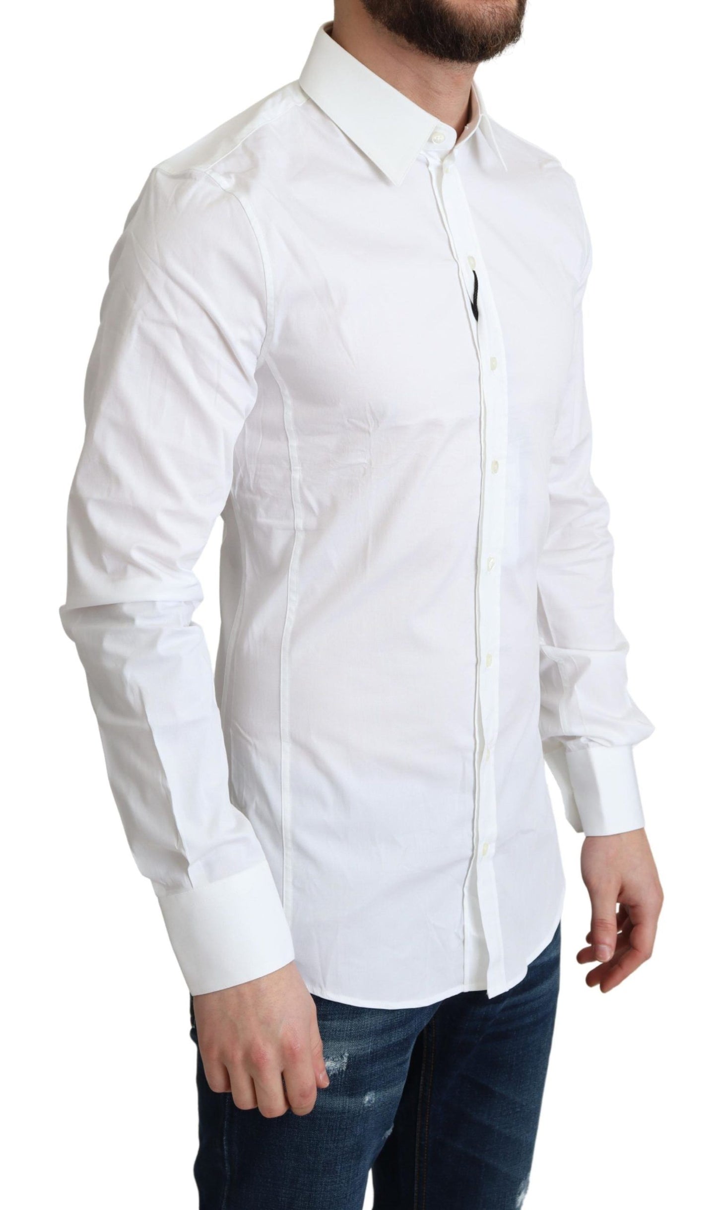 Dolce & Gabbana Elegant White Cotton Stretch Dress Shirt Dolce & Gabbana