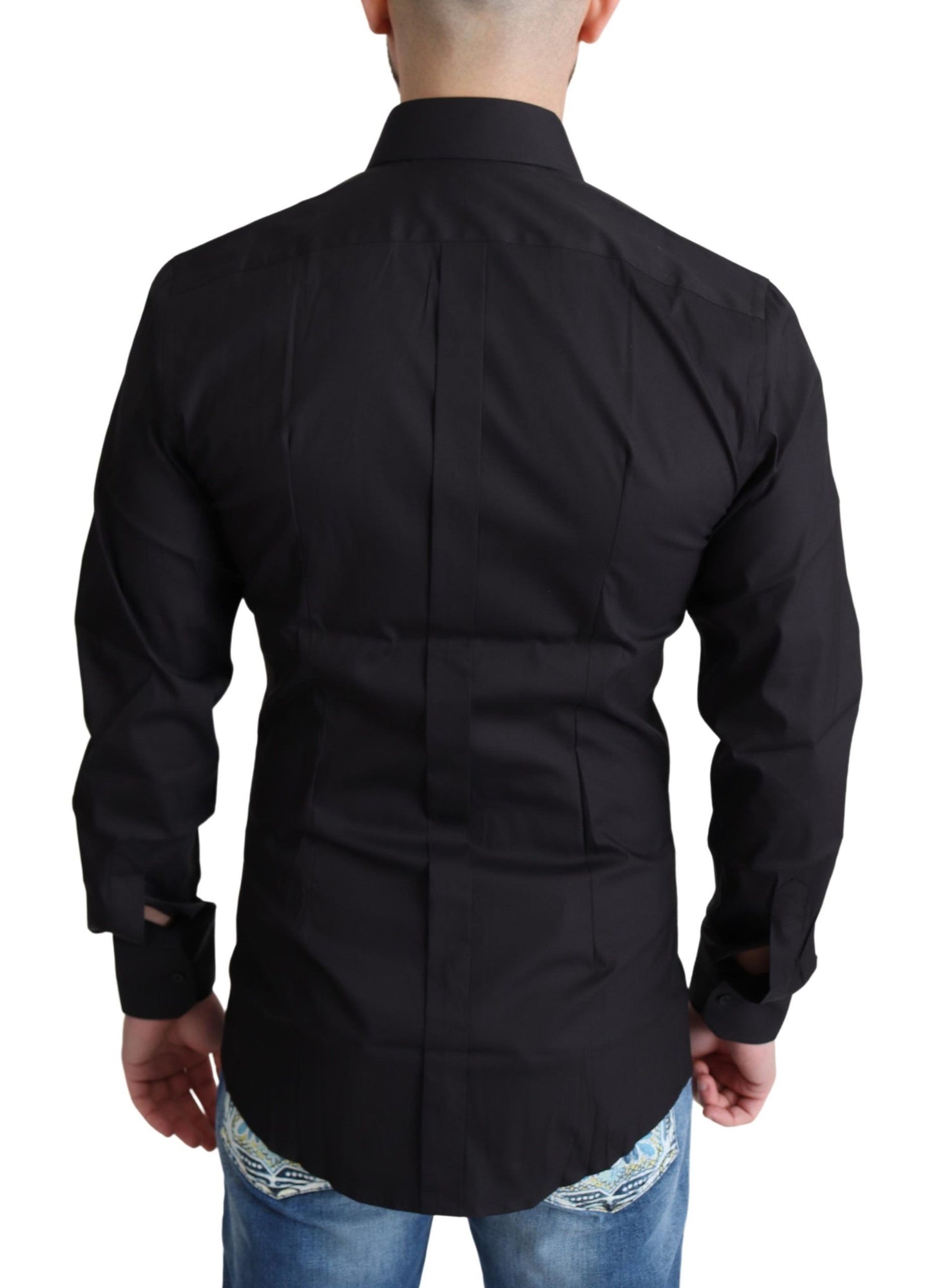 Dolce & Gabbana Elegant Black Gold Slim Fit Dress Shirt Dolce & Gabbana