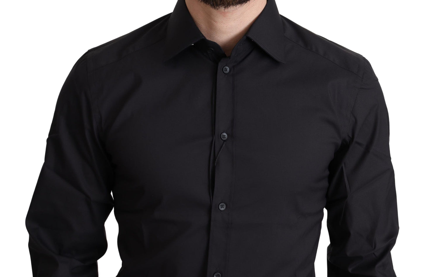 Dolce & Gabbana Elegant Black Gold Slim Fit Dress Shirt Dolce & Gabbana