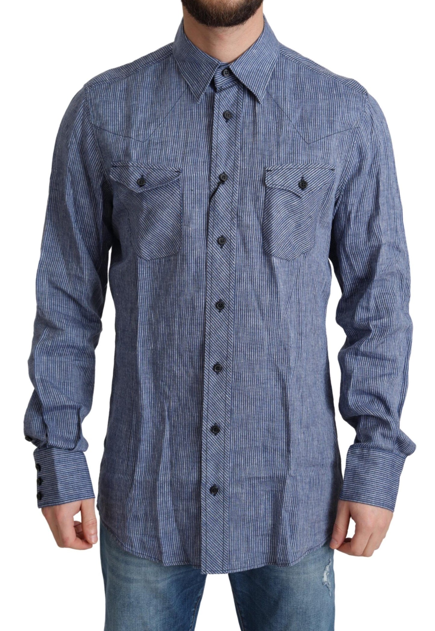 Dolce & Gabbana Elegant Striped Linen Button-Down Shirt Dolce & Gabbana