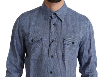 Dolce & Gabbana Elegant Striped Linen Button-Down Shirt Dolce & Gabbana