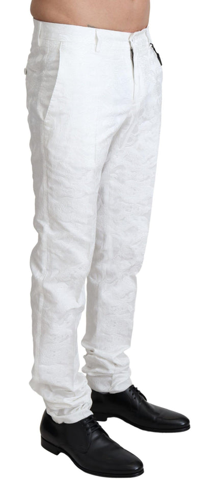 Dolce & Gabbana Elegant White Brocade Dress Pants Dolce & Gabbana