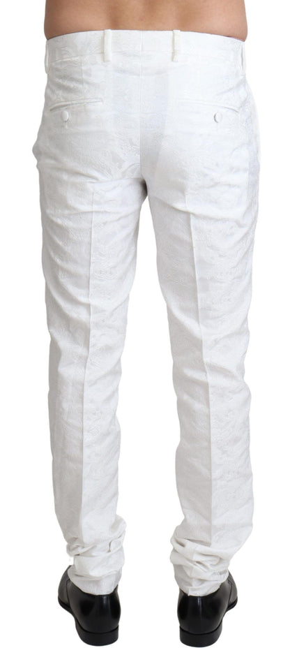 Dolce & Gabbana Elegant White Brocade Dress Pants Dolce & Gabbana