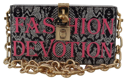 Dolce & Gabbana Gray Resin Dolce Box Clutch with Gold Details Dolce & Gabbana