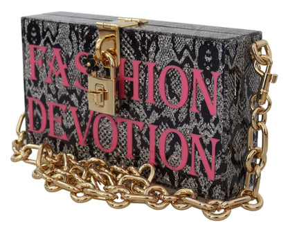 Dolce & Gabbana Gray Resin Dolce Box Clutch with Gold Details Dolce & Gabbana