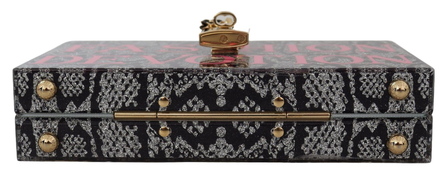 Dolce & Gabbana Gray Resin Dolce Box Clutch with Gold Details Dolce & Gabbana