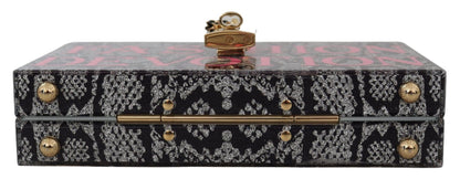 Dolce & Gabbana Gray Resin Dolce Box Clutch with Gold Details Dolce & Gabbana