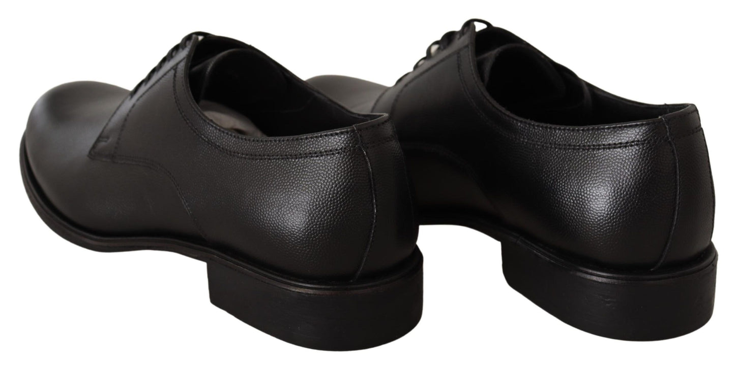 Dolce & Gabbana Elegant Black Leather Derby Shoes Dolce & Gabbana