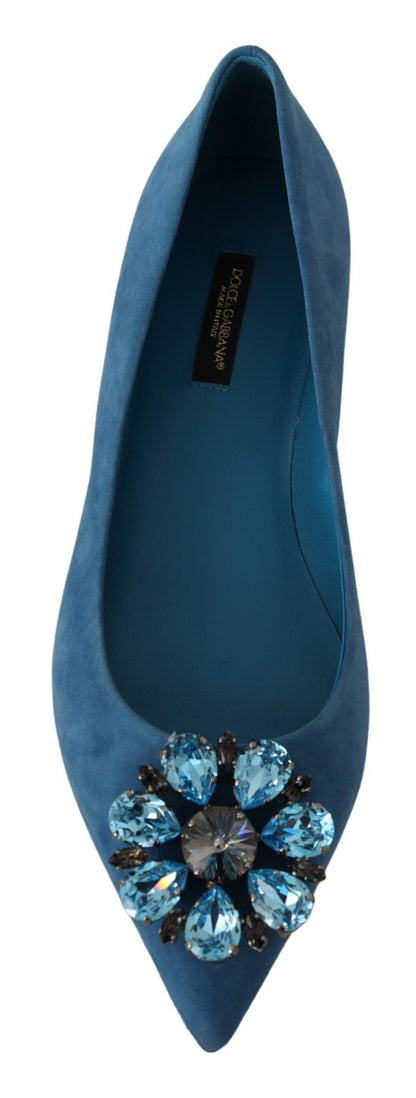 Dolce & Gabbana Elegant Crystal-Embellished Suede Flats Dolce & Gabbana