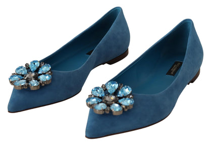 Dolce & Gabbana Elegant Crystal-Embellished Suede Flats Dolce & Gabbana