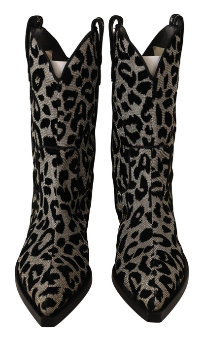 Dolce & Gabbana Elegant Leopard Print Mid Calf Boots Dolce & Gabbana