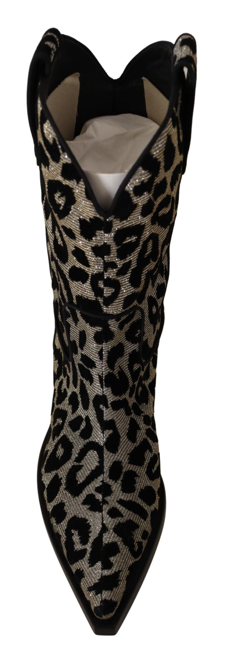 Dolce & Gabbana Elegant Leopard Print Mid Calf Boots Dolce & Gabbana