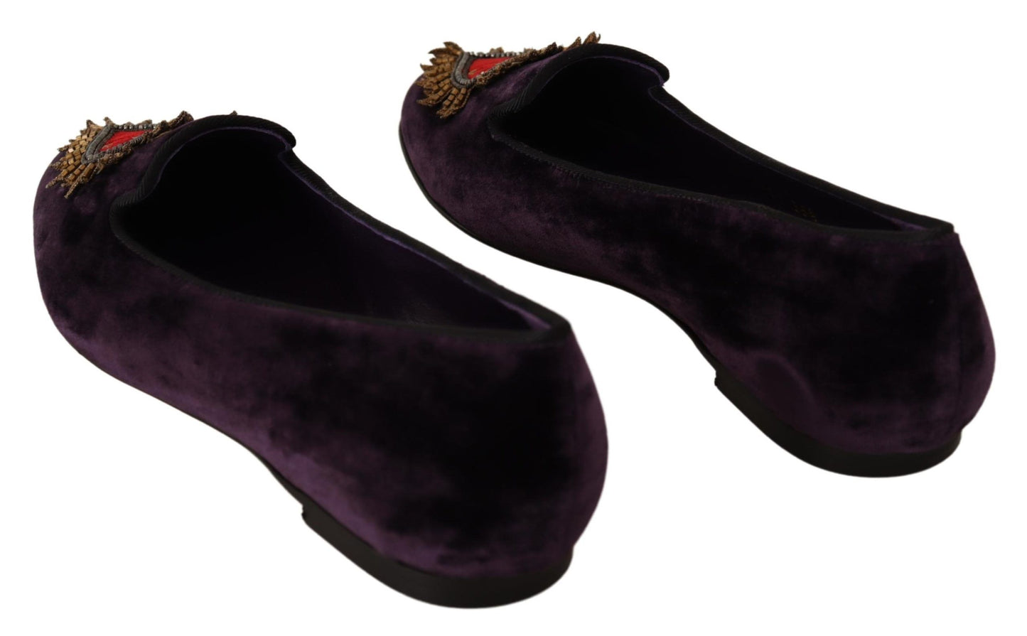 Dolce & Gabbana Chic Purple Velvet Loafers with Heart Detail Dolce & Gabbana