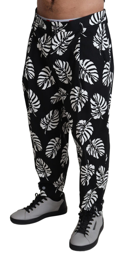 Dolce & Gabbana Elegant Palm Leaf Print Cotton Trousers Dolce & Gabbana