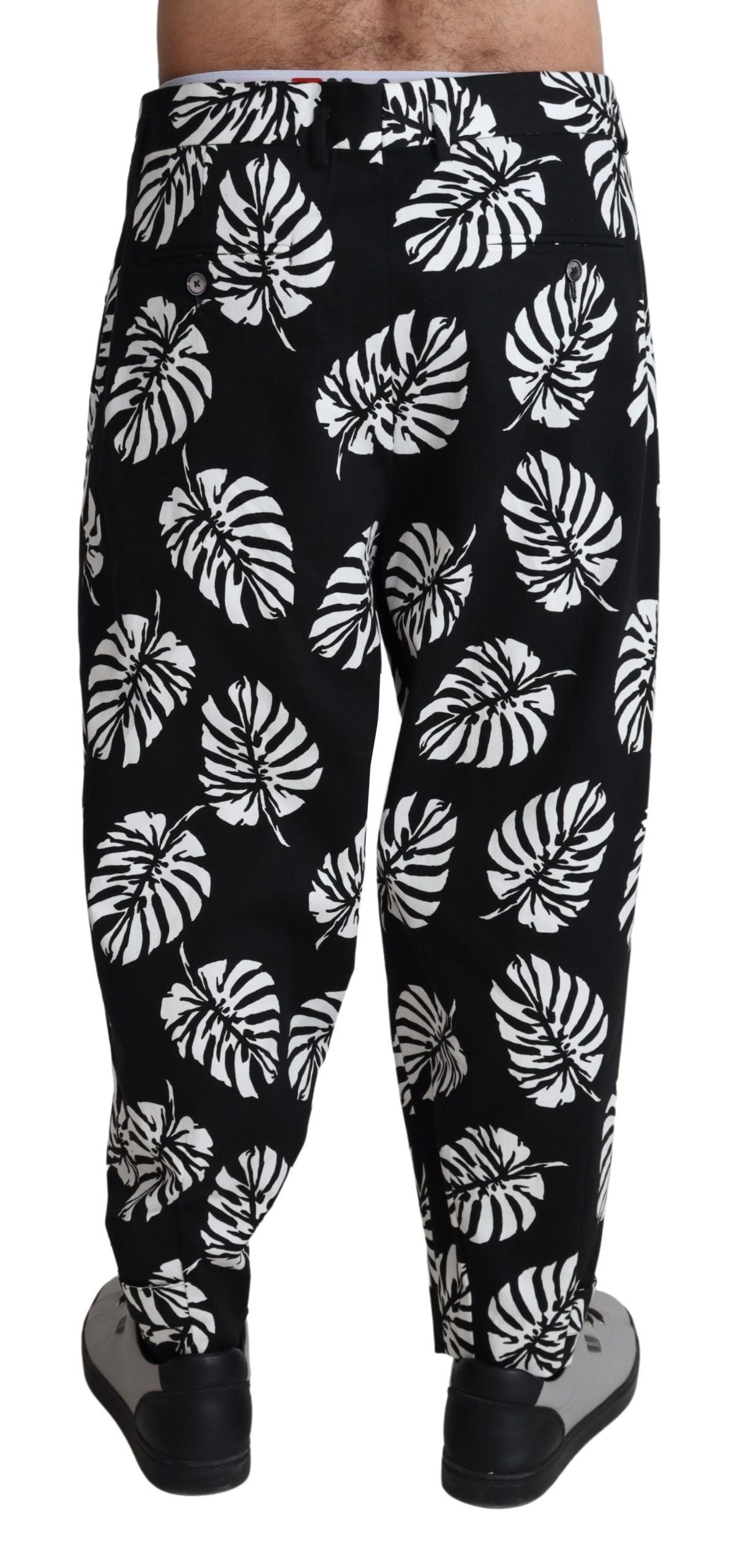 Dolce & Gabbana Elegant Palm Leaf Print Cotton Trousers Dolce & Gabbana