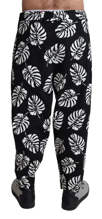 Dolce & Gabbana Elegant Palm Leaf Print Cotton Trousers Dolce & Gabbana